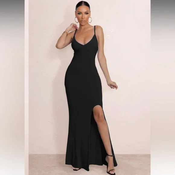 sachin and babi light blue dress Black Strapless V Neck Maxi Dress Club L London Dresses Black Strapless  Vneck Maxi Dress With
